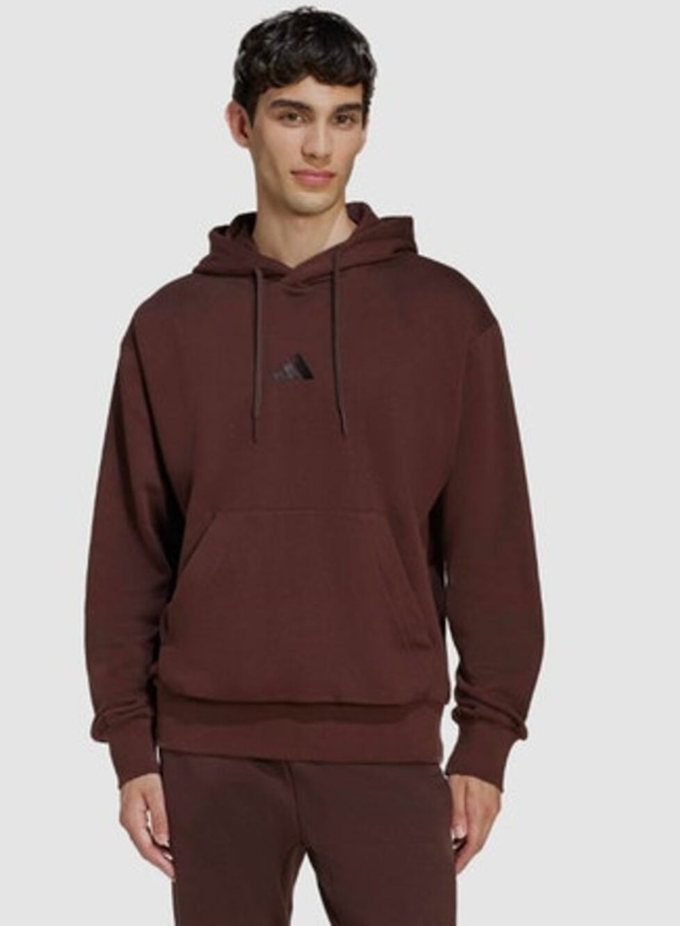 Adidas Mens Feel Cozy Brown Pullover Hoodie Size XL